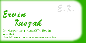 ervin kuszak business card